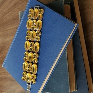 Yellow Rhinestone Statement Bracelet
